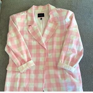 Elegant Pink and White Women's Blazer